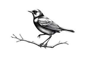 Male European Blackbird on a branch tattoo idea tattoo idea