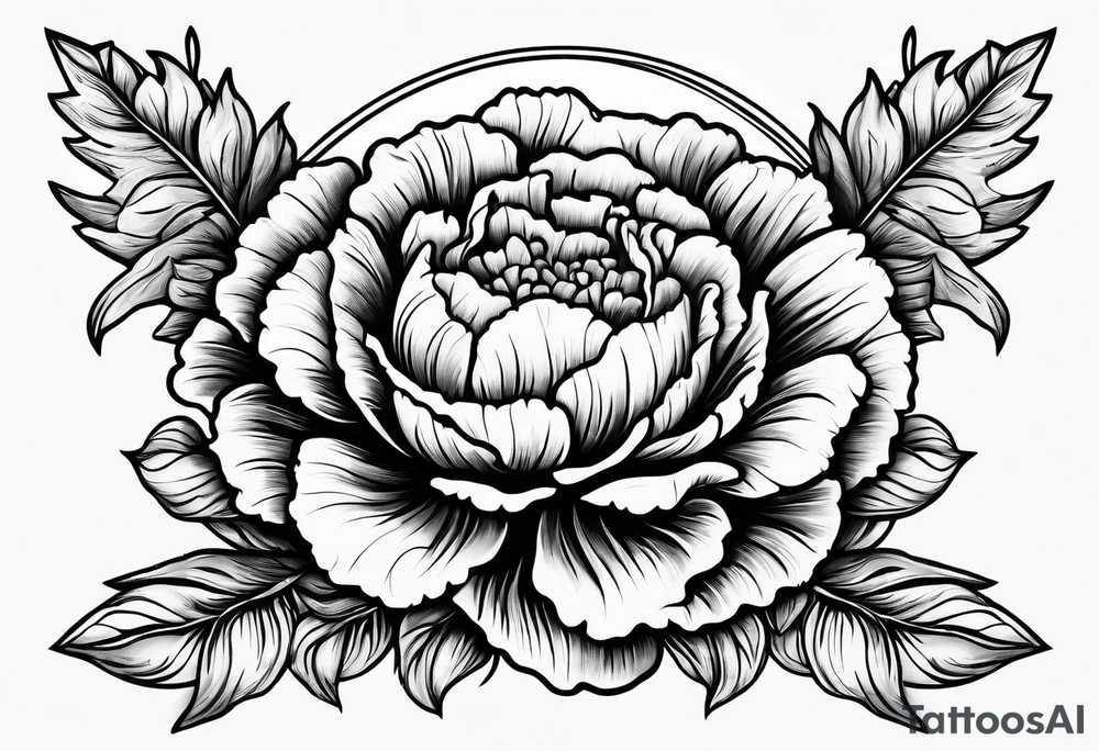 Carnation with sun and moon background tattoo idea