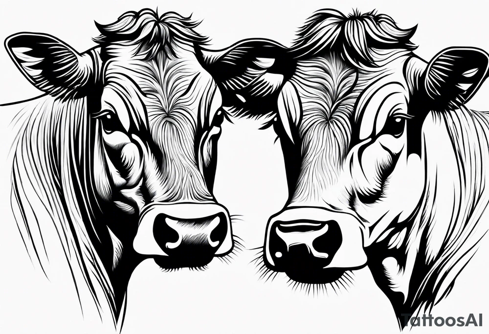 two cow facing each other tattoo idea