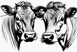 two cow facing each other tattoo idea