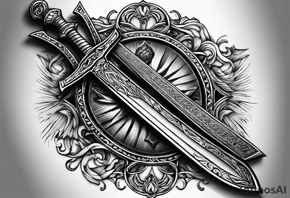 Bible sword on spine tattoo idea