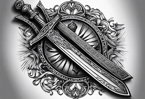 Bible sword on spine tattoo idea