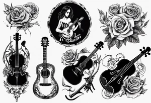 DEATH OF AN ACOUSTIC GUITAR AND VIOLIN PLAYER tattoo idea