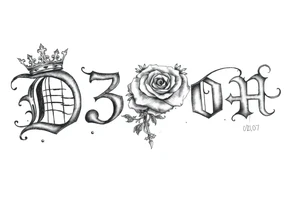 Name D3von spelt going down my arm with a crown and rose and cross and 03/27/07 tattoo idea