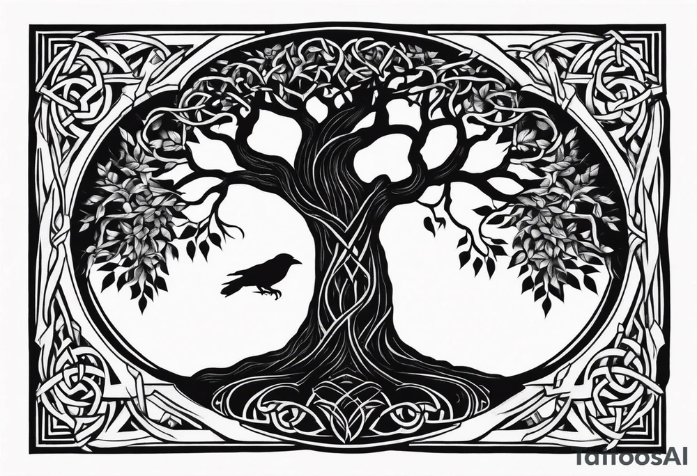 world tree with a raven and knotwork sleeve tattoo tattoo idea world tree with a raven and knotwork sleeve tattoo tattoo idea