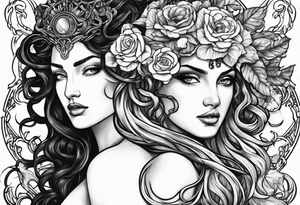 Persephone and medusa side by side tattoo idea