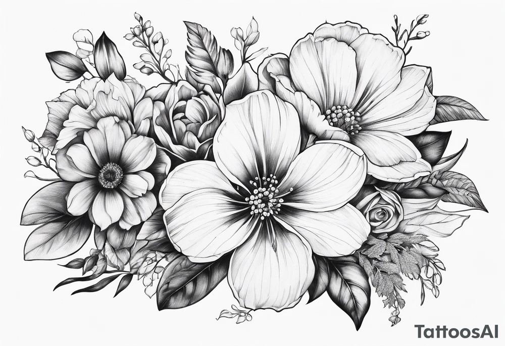 Flowing scripture with flowers tattoo idea