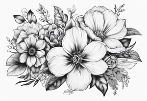 Flowing scripture with flowers tattoo idea