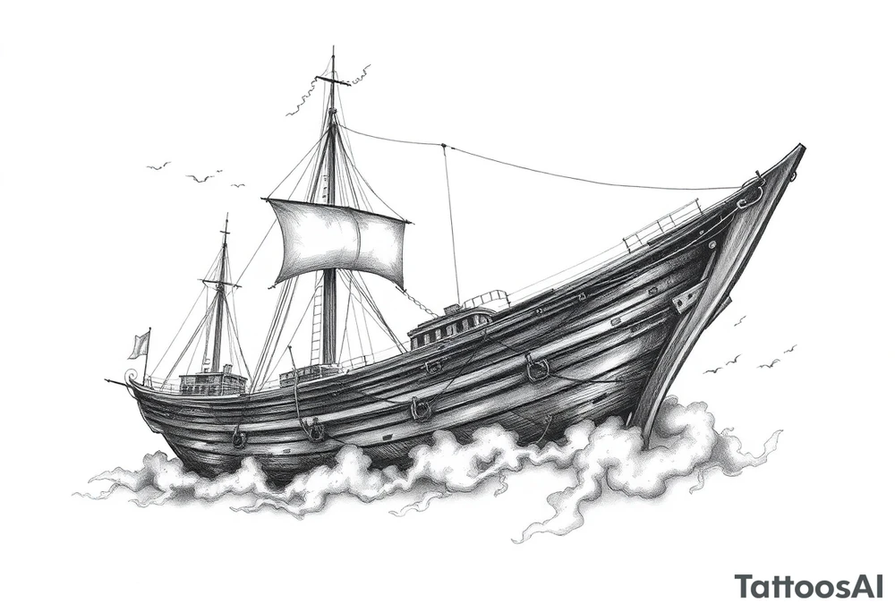 ghost-ship,fog,ghosts. tattoo idea