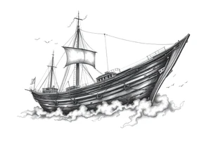 ghost-ship,fog,ghosts. tattoo idea