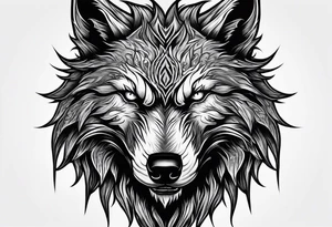 Werewolf face facing forward with a white and black eye very well detailed 
hand tattoo tattoo idea