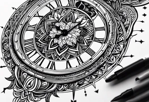 reloj marcando las 11 hs y con la fecha de nacimiento 15 de febrero, a su vez escrito Ainara tattoo idea