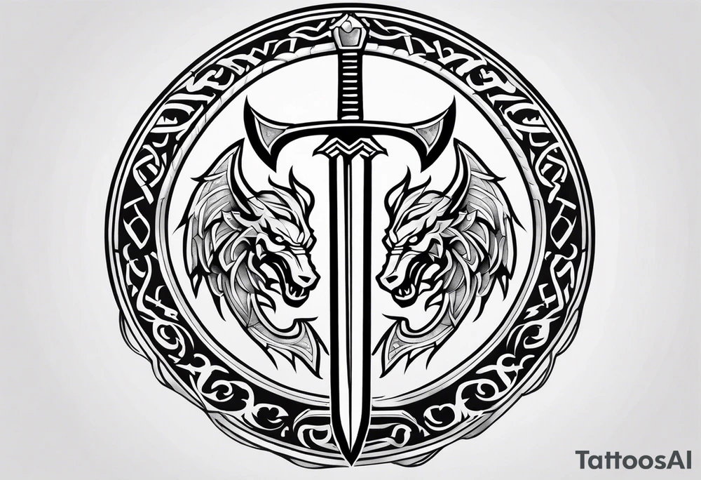 Viking sword Valhalla shield dragon tattoo idea