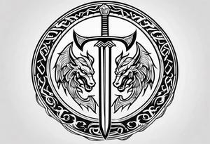 Viking sword Valhalla shield dragon tattoo idea