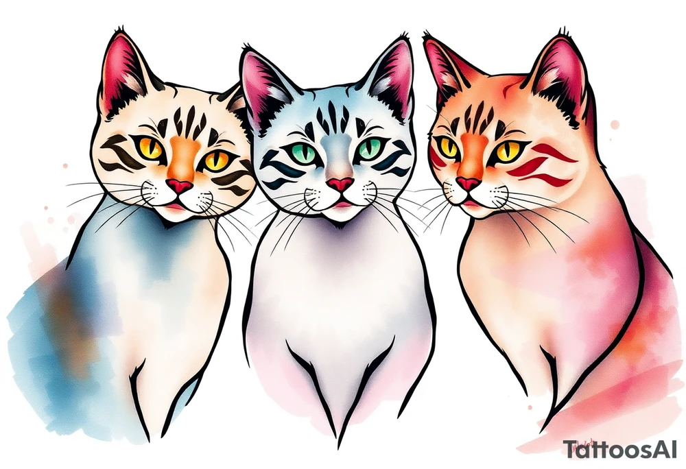 three cats tattoo idea