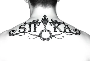 Create a tattoo with the word the word SITKA and a claddagh ring tattoo idea