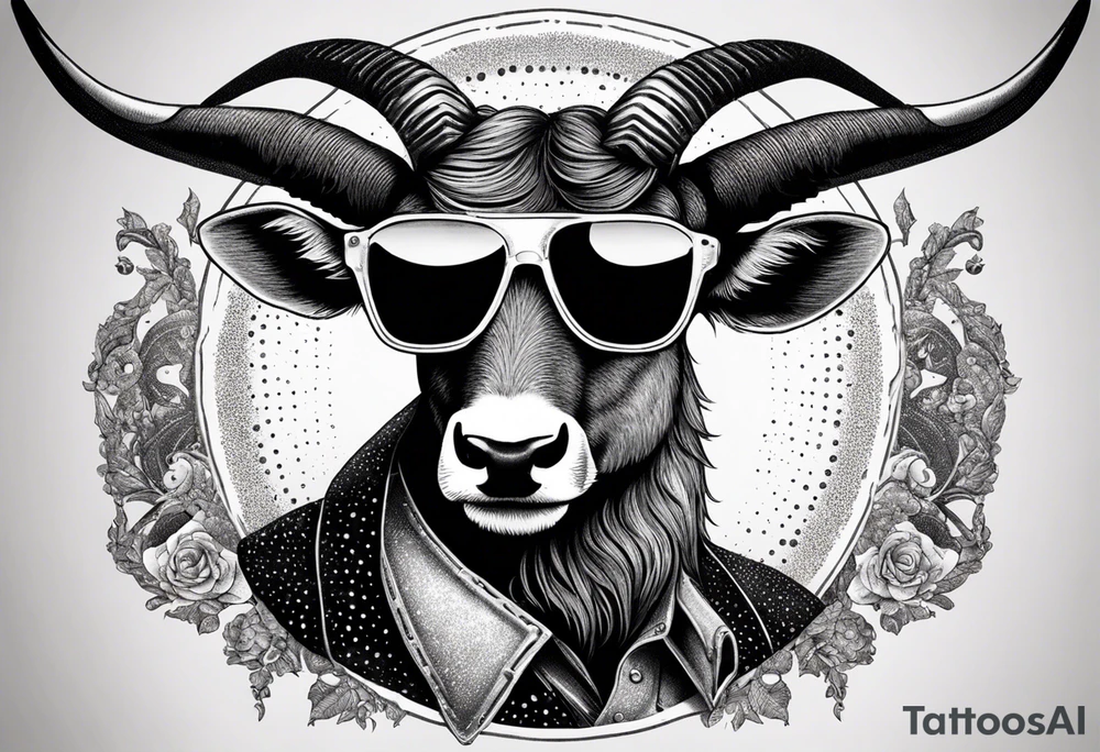 capricorn with sunglasses and shotgun tattoo idea