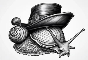Snail with pirate hat tattoo idea