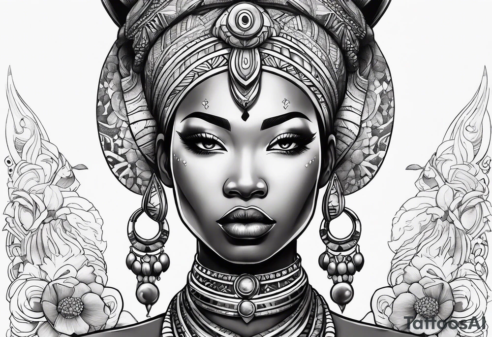 African goddess Japanese traditional style full sleeve tattoo tattoo idea