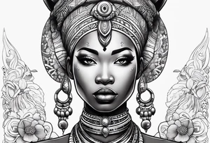 African goddess Japanese traditional style full sleeve tattoo tattoo idea