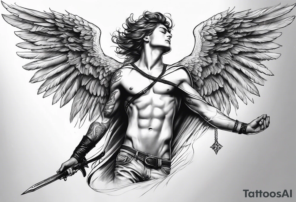 shoulder tattoo 
the falling angel male tattoo idea