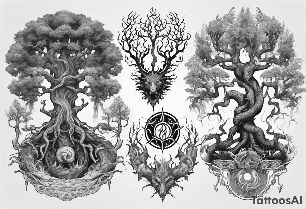 Yggdrasil with Nidhogg tattoo idea
