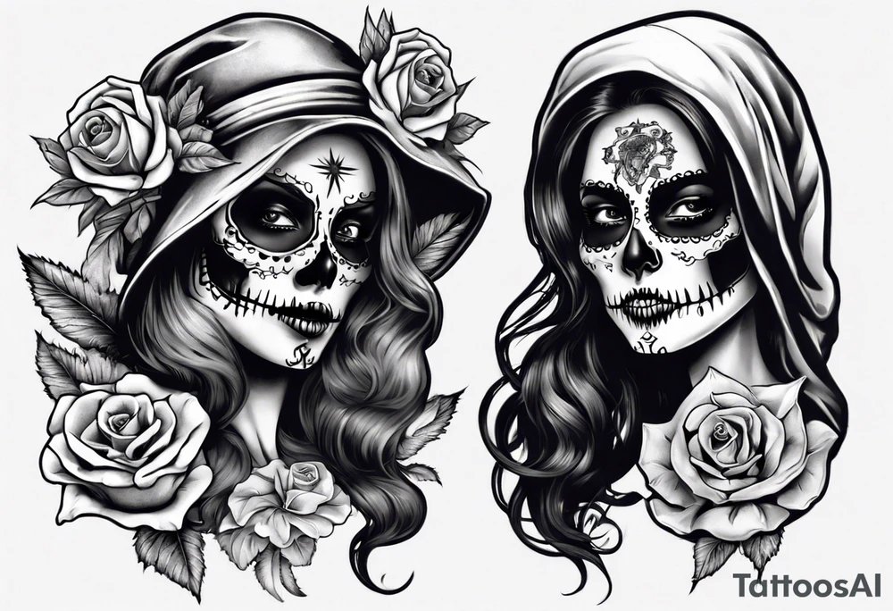 santa la muerta with money tattoo idea