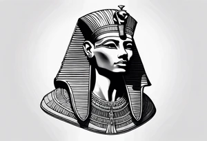 I want a Egyptian pharaoh skeleton in a headress facing the side full realistic detail for a tattoo tattoo idea