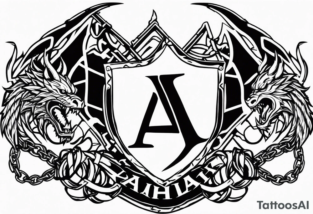 Valhalla sword shield dragon axe Valknut barbed wire chains tattoo idea Valhalla sword shield dragon axe Valknut barbed wire chains tattoo idea