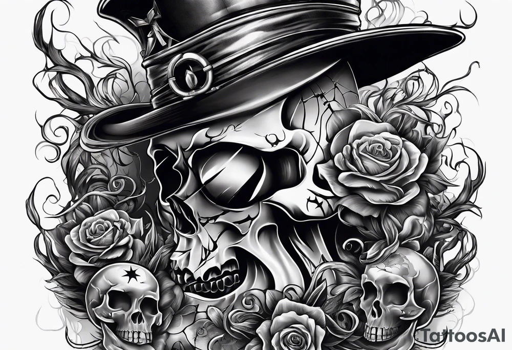 arm full sleeve skulls smokes and spiders tattoo idea
