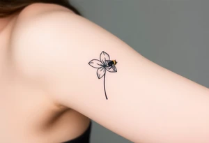 Trillium with a bumble bee hovering near it tattoo idea