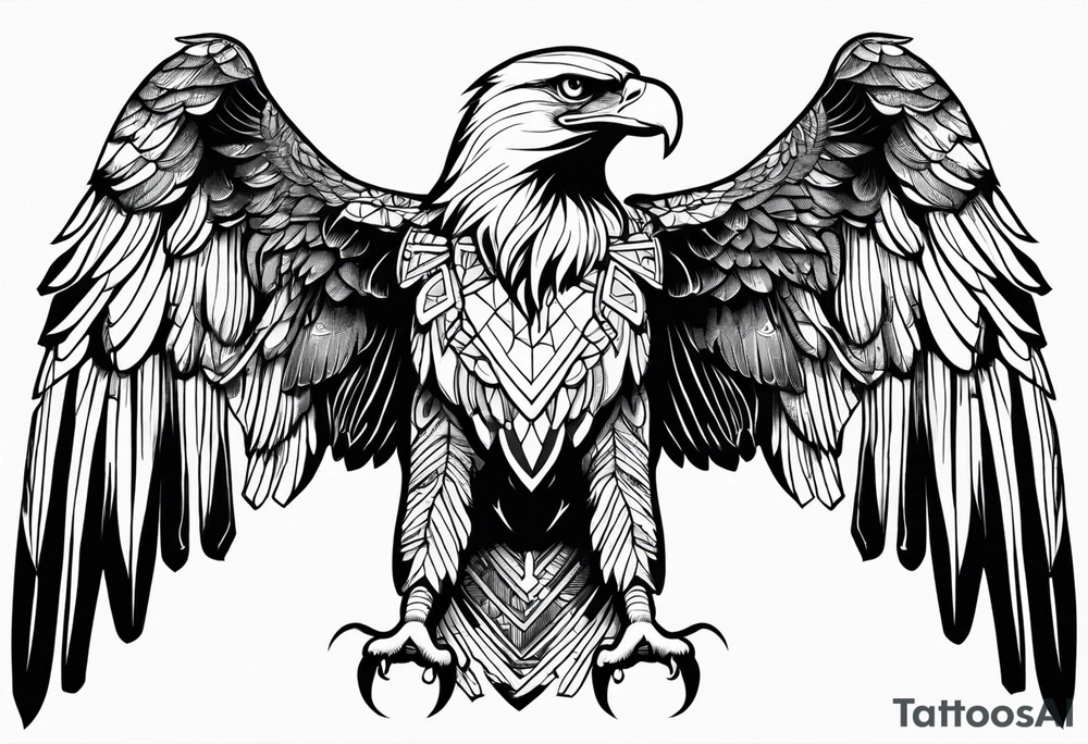 eagle full body fly vector tattoo idea