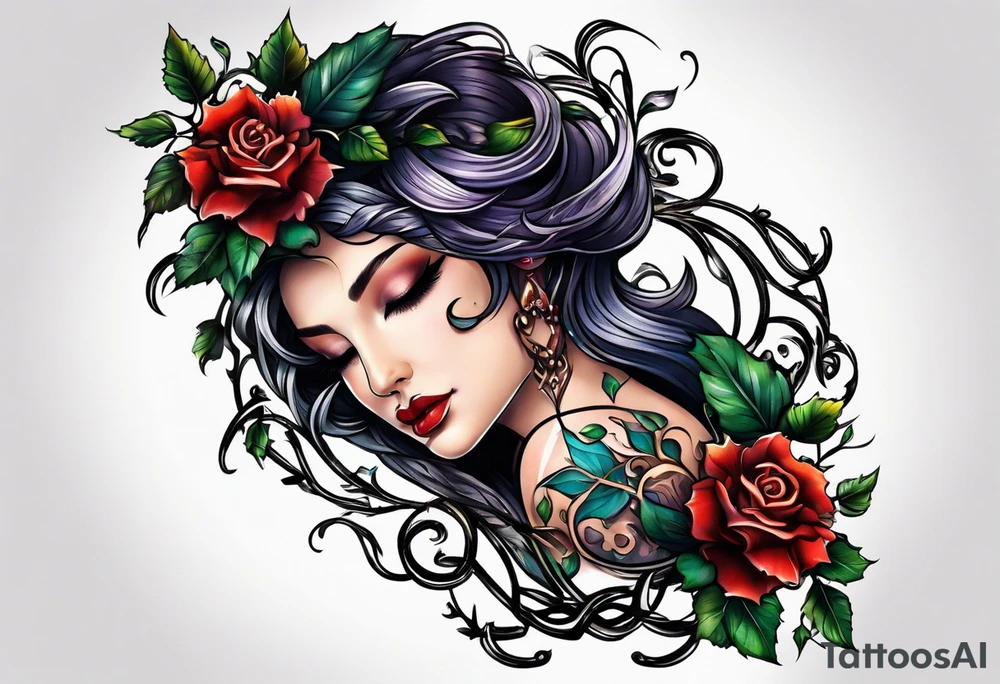two thorn vines wrapping around arm tattoo idea