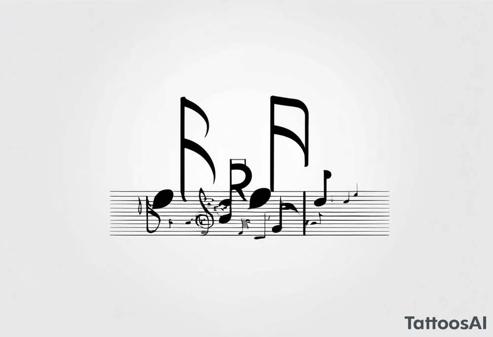 Musical notes incorporating the letters R and L tattoo idea