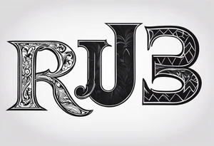 Letters “E, R and J” tattoo idea