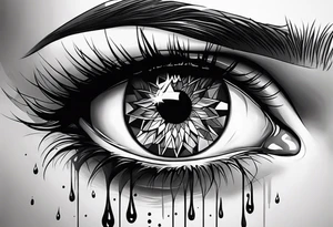 Realistic eye crying tears tattoo idea