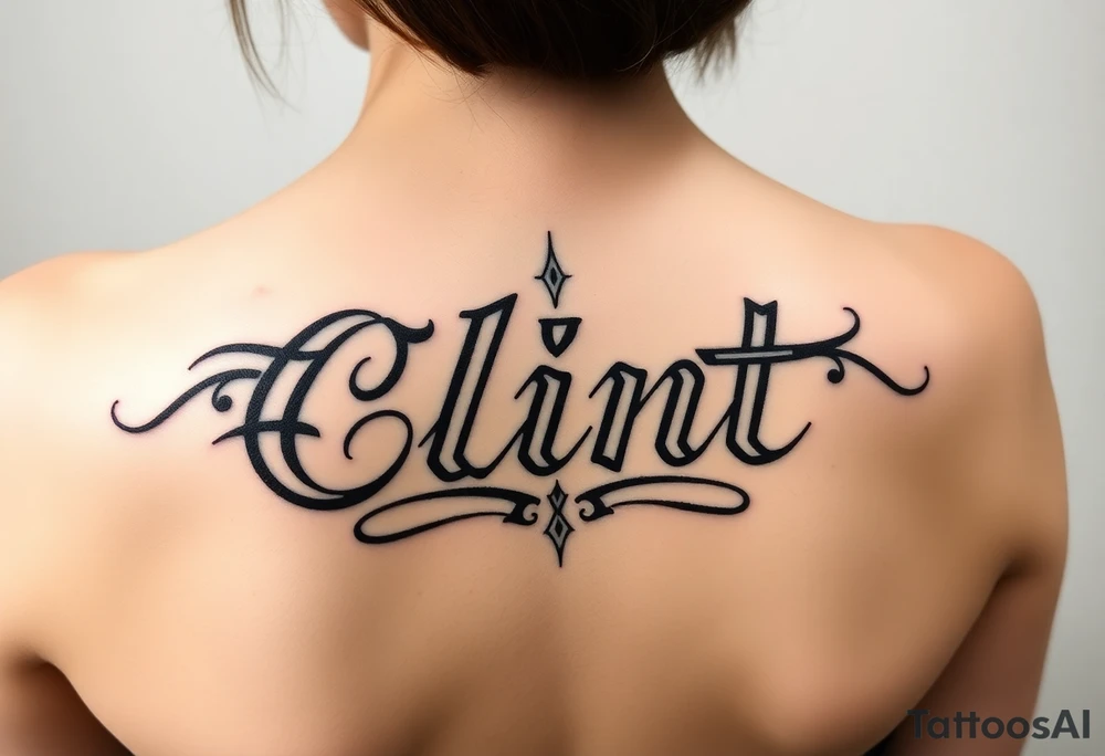Clint spelled out in tribal lettering tattoo idea