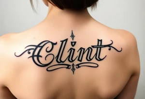 Clint spelled out in tribal lettering tattoo idea