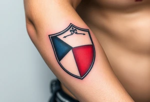 A medieval knight’s shield featuring the Czech flag’s colors, symbolizing strength and heritage tattoo idea