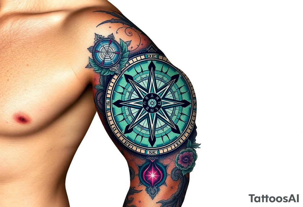 compass + Integrity + Courage + Love + Family tattoo idea