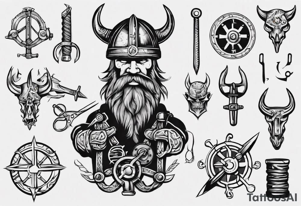 Viking mechanic tattoo idea