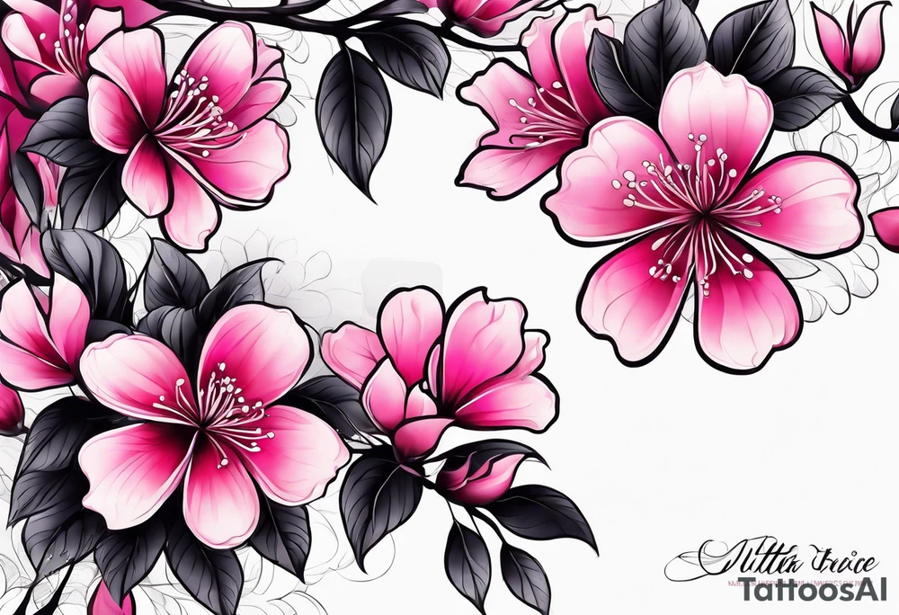 pink silktree blossoms floating tattoo idea