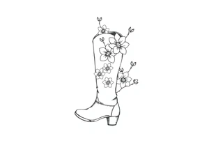 cow girl boot with flowers coming out of it tattoo idea