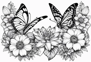 Butterflies with lilys, asters and morning glories tattoo idea