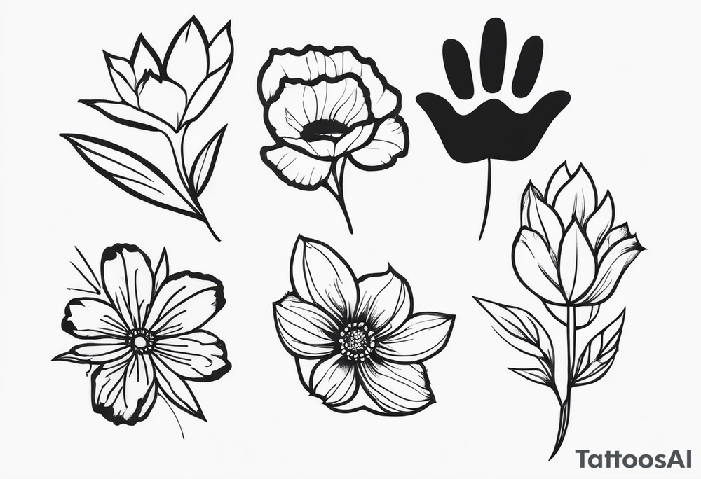 Handprints with flowers tattoo idea