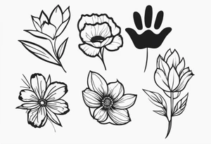 Handprints with flowers tattoo idea