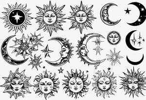 Sun star and moon tattoo idea