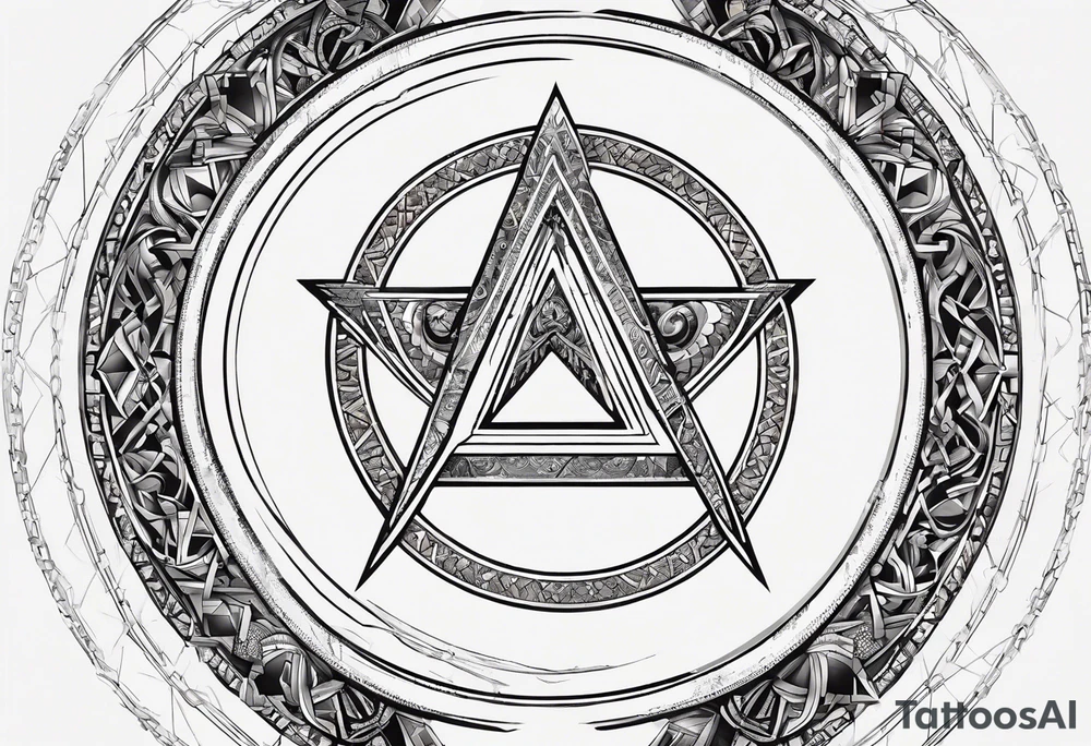 letter delta inside a chain circle, subtle, womanly, simplistic tattoo idea
