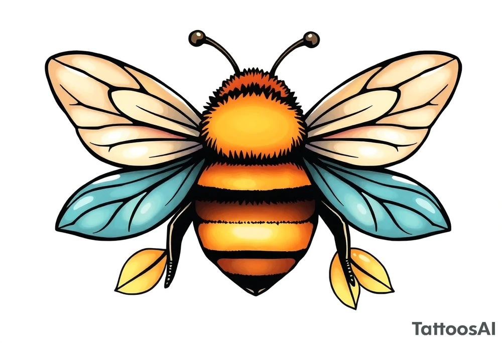 Cute bee from top angle tattoo idea