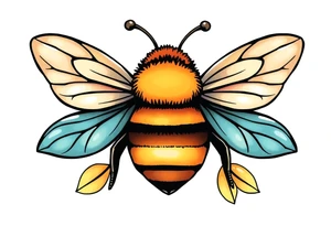 Cute bee from top angle tattoo idea